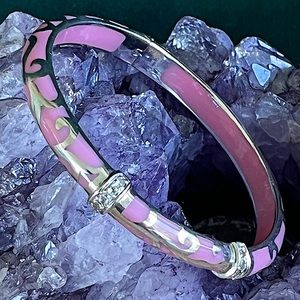 ANGELIQUE DE PARIS STERLING WHITE TOPAZ PINK HINGE BRACELET